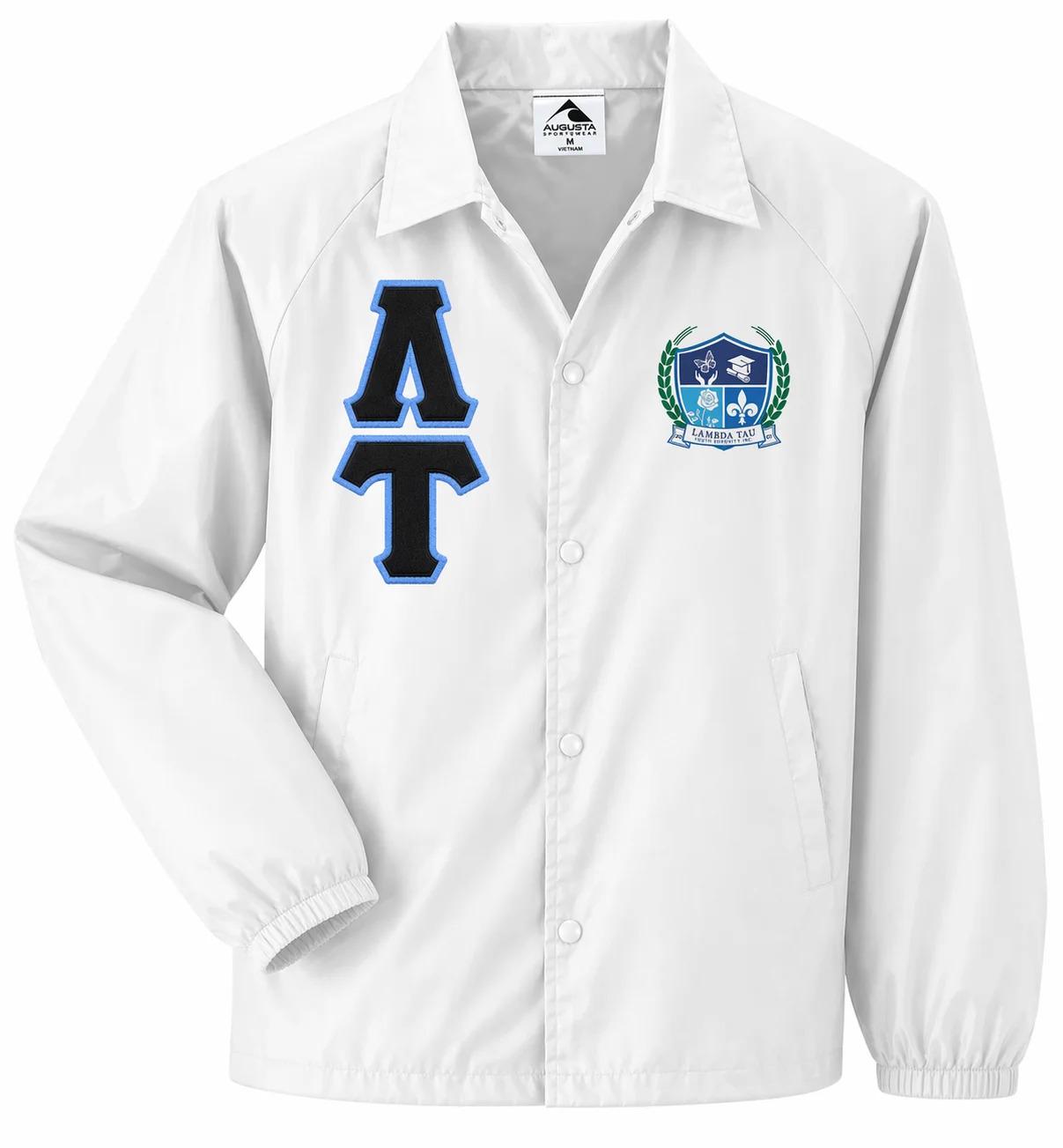 Royal Blue / Red Zeta Phi Beta Coach Line Jacket with personalized front, back, and sleeve embroidery