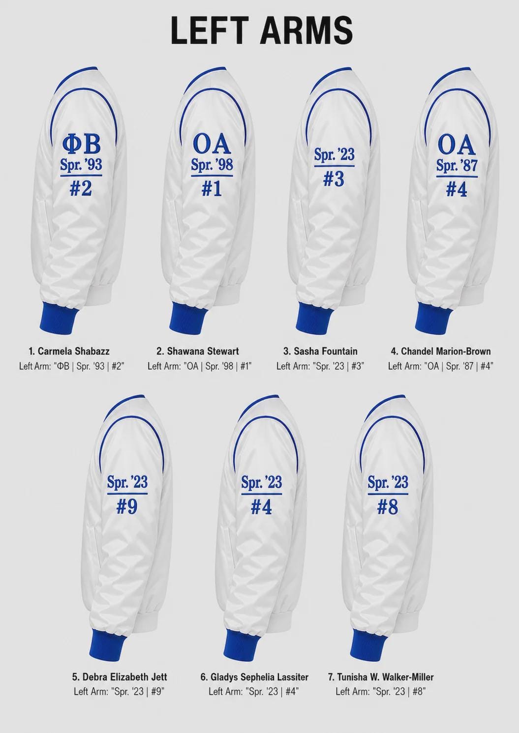 Royal Blue / White Zeta Phi Beta Cropped Line Jacket with personalized front, back, and sleeve embroidery