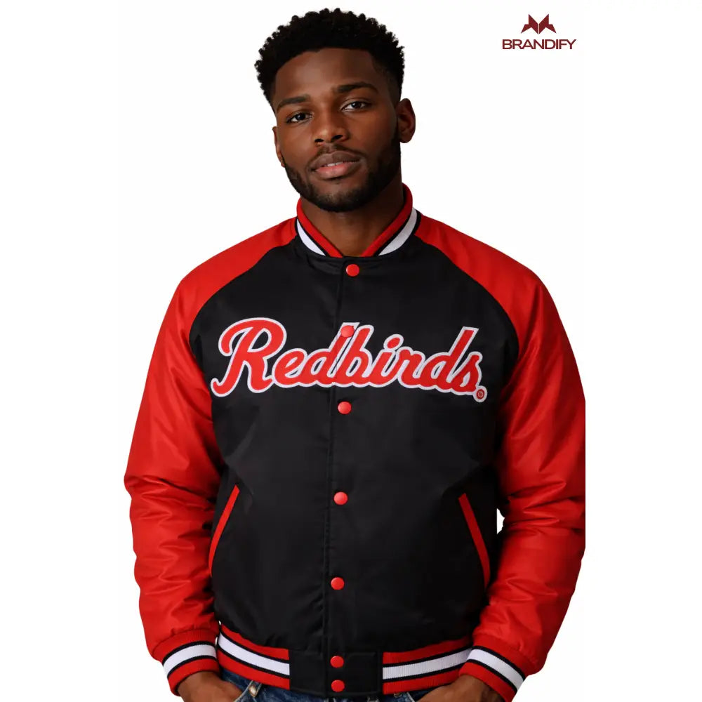 Custom Custom Illinois State Black Bomber Jacket | Custom D9 personalized Greek apparel design
