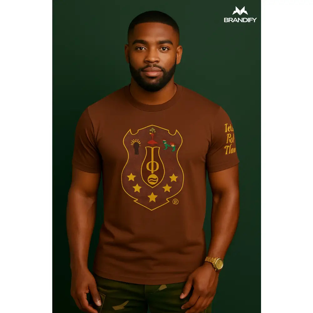 Iota Phi Theta brown and gold crewneck sweatshirt main product image