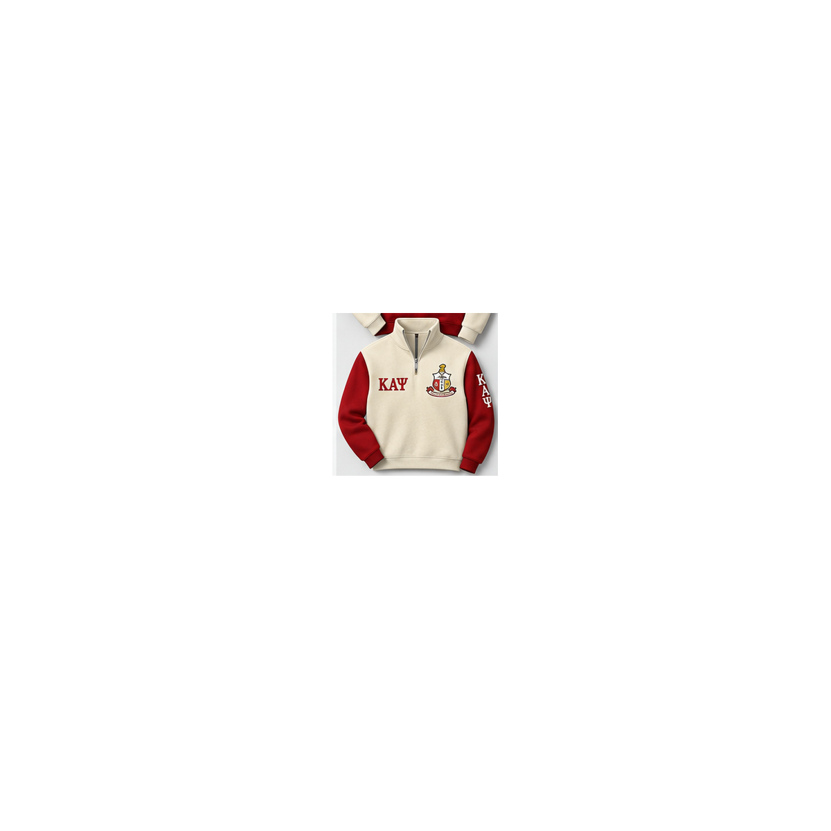 Kappa Alpha Psi cream and crimson custom embroidered quarter zip pullover