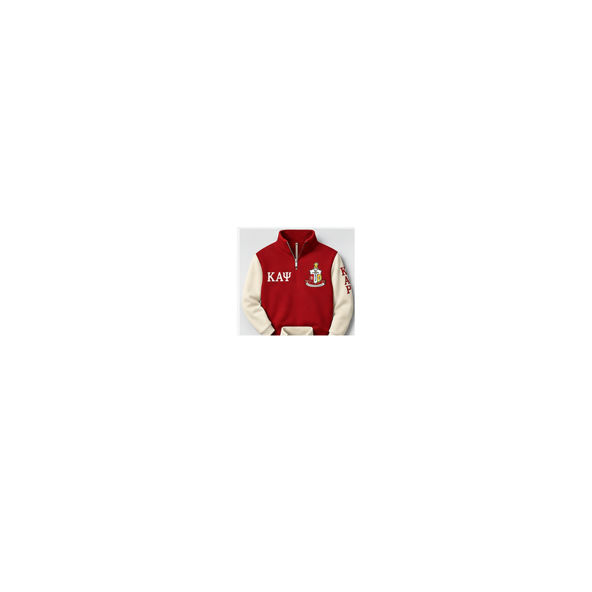 Kappa Alpha Psi crimson and cream custom embroidered quarter zip pullover