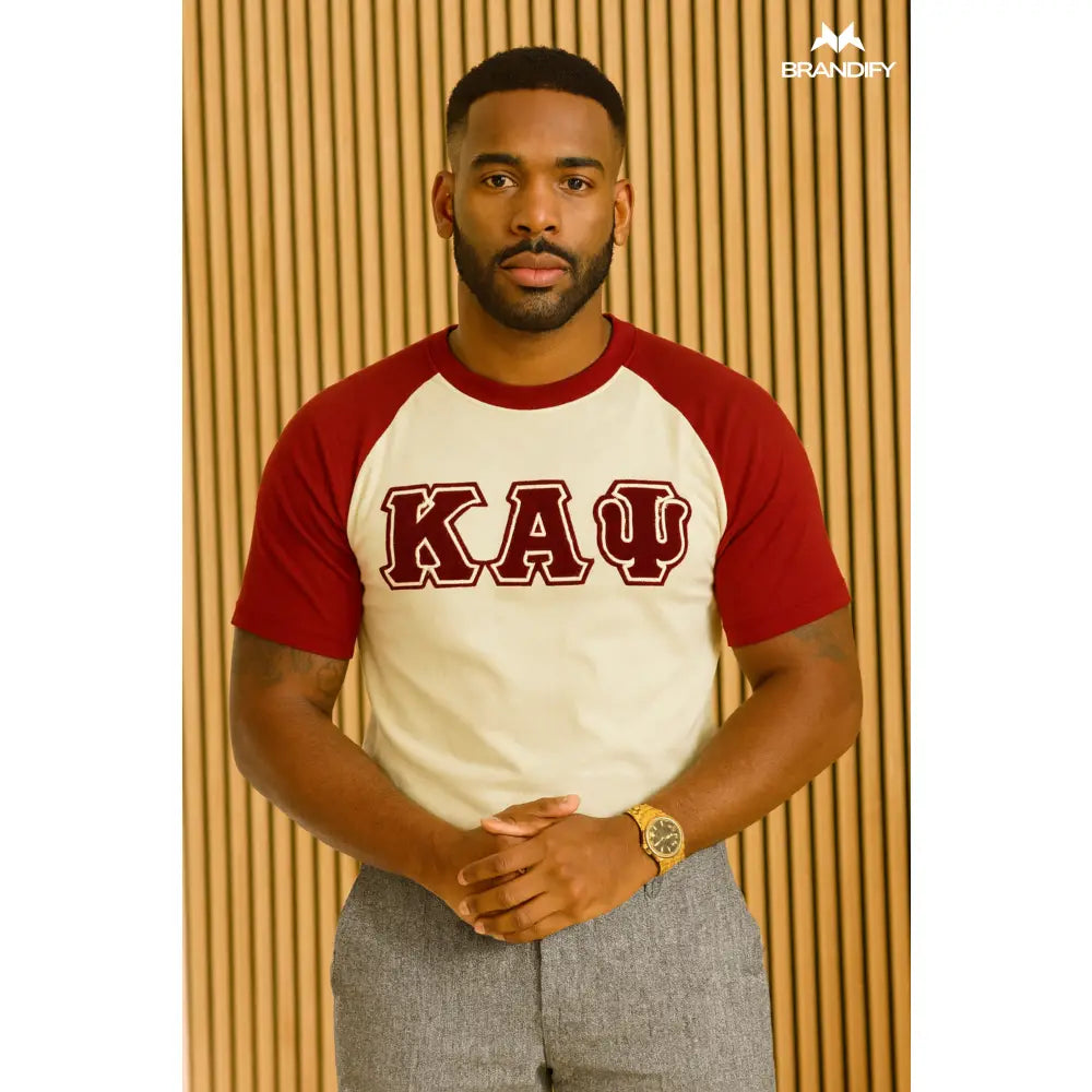 Kappa Alpha Psi crimson and cream raglan chenille tee main product image