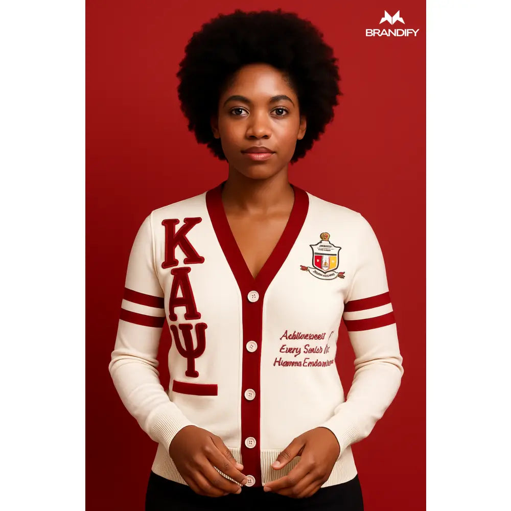 Custom Custom Kappa Cream Cardigan | Custom D9 personalized Greek apparel design