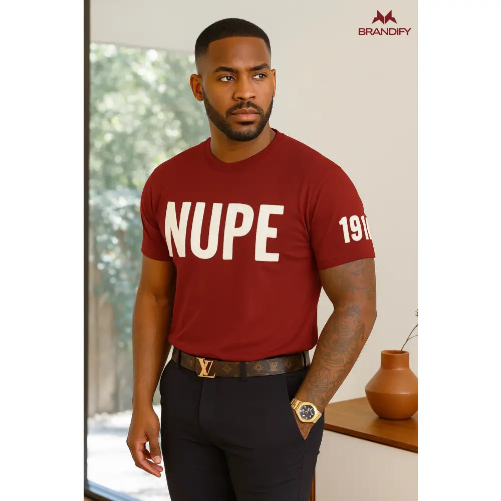 Custom Custom Nupe 1911 Sleeve Chenille T-Shirt (2 Colors) | Custom D9 personalized Greek apparel design