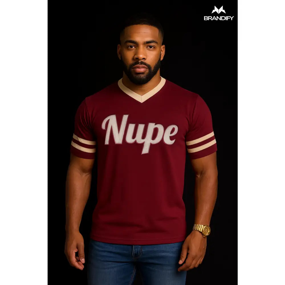 Custom Custom Nupe V-Neck Baseball Tee | Custom D9 personalized Greek apparel design