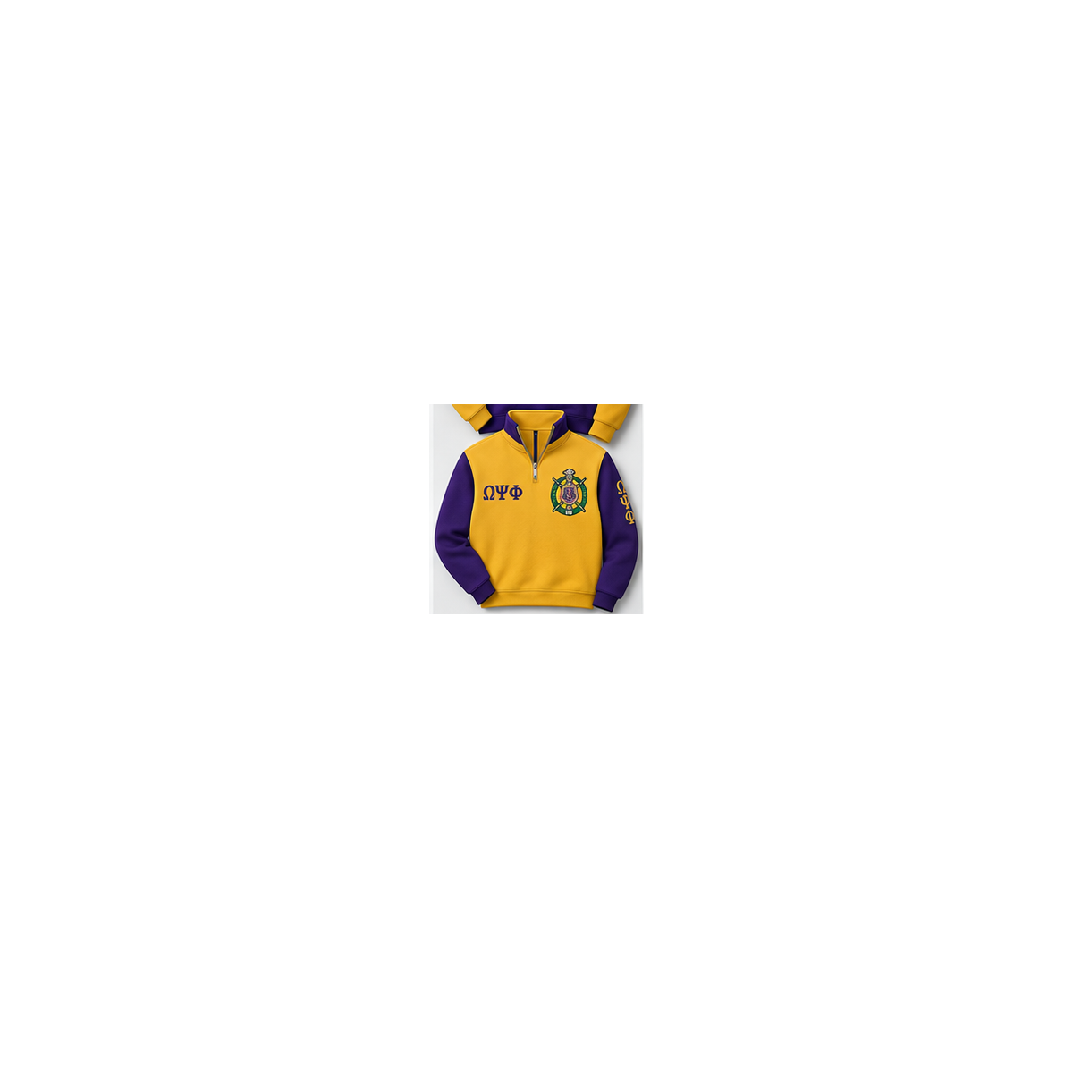 Omega Psi Phi gold and purple custom embroidered quarter zip pullover