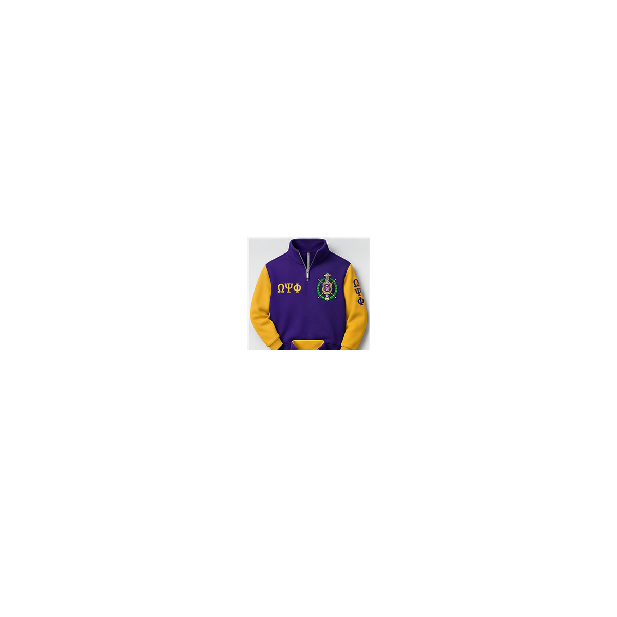 Omega Psi Phi purple and gold custom embroidered quarter zip pullover