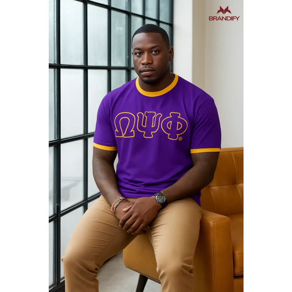 Custom Custom ΩΨΦ Ringer Chenille Tee | Custom D9 personalized Greek apparel design