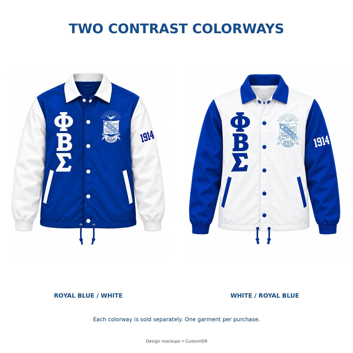 Officially Licensed Phi Beta Sigma Royal Blue & White Line Jacket – Custom Embroidery additional image 3