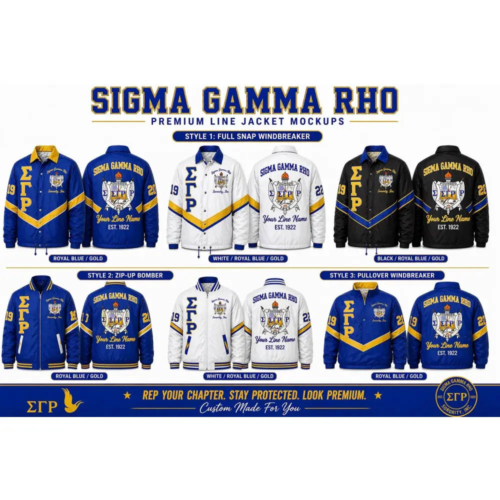 Custom Custom Personalized Premium Custom Sigma Gamma Rho Crossing Line Jacket, 2-Tone SGRho Sorority Jacket Greek Line Jacket, Fully Premium Options 1922 | Custom D9 personalized Greek apparel design