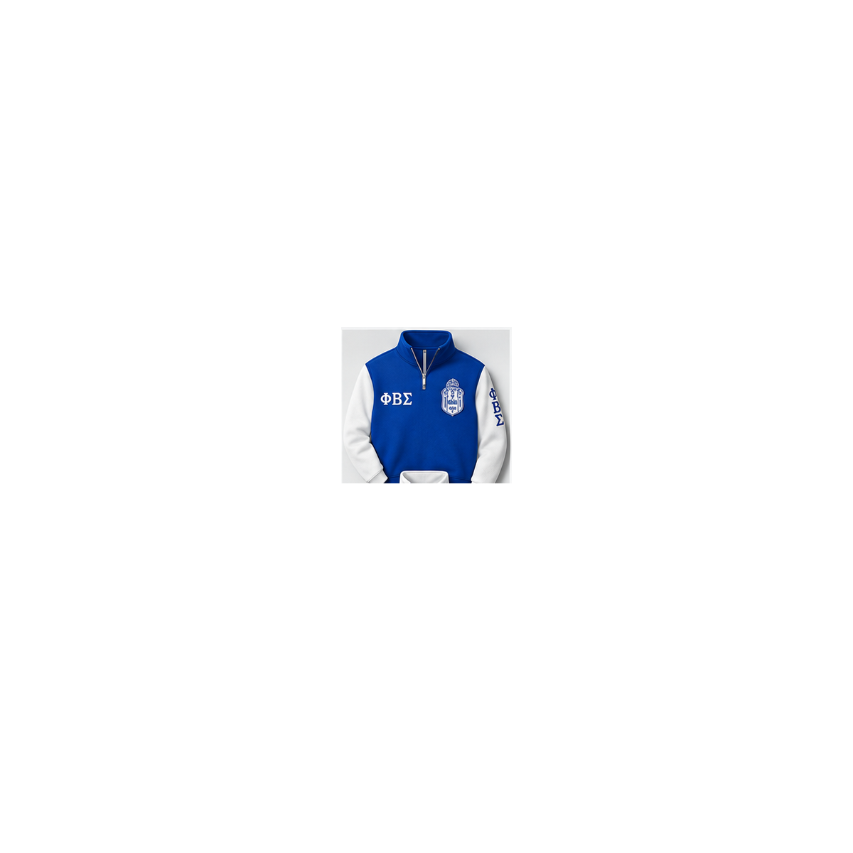 Phi Beta Sigma royal blue and white custom embroidered quarter zip pullover