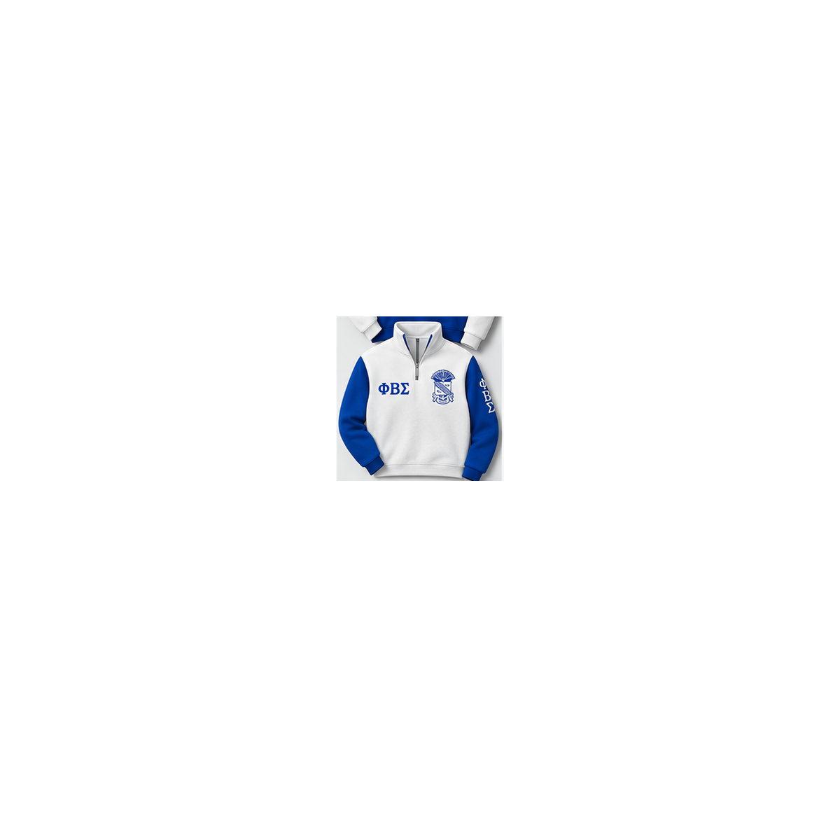 Phi Beta Sigma white and royal blue custom embroidered quarter zip pullover