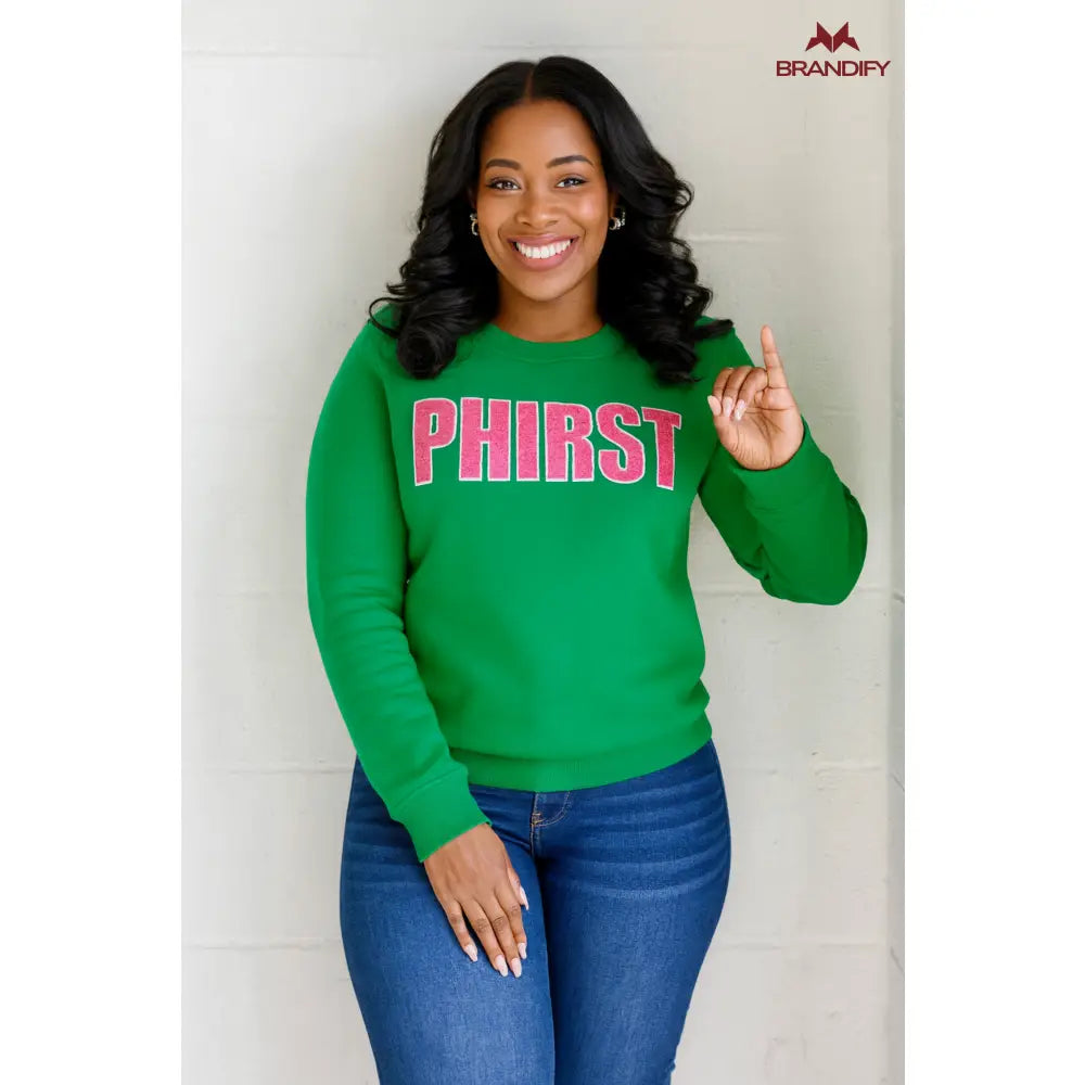 Custom Custom PHIRST AKA Chenille Sweatshirt | Custom D9 personalized Greek apparel design