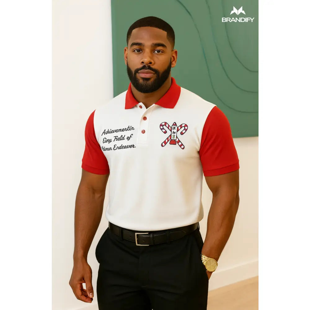 Custom Custom ΦΝΠ Canes White Polo | Custom D9 personalized Greek apparel design