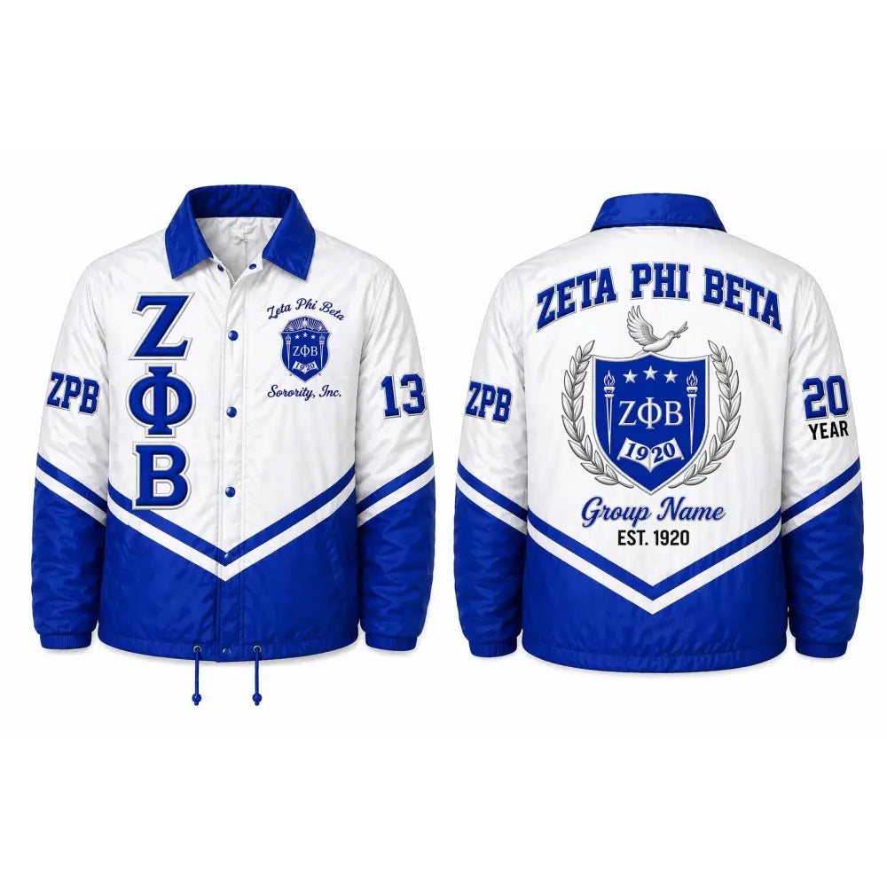 Premium Custom Made 2 Tone Zeta Phi Beta Crossing Line Jacket | Personalized Greek Line Jacket | ZPB Sorority Jacket | Custom Line Name Year