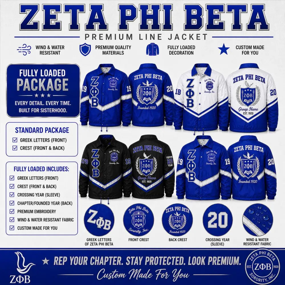 Premium Custom Made 2 Tone Zeta Phi Beta Crossing Line Jacket | Personalized Greek Line Jacket | ZPB Sorority Jacket | Custom Line Name Year