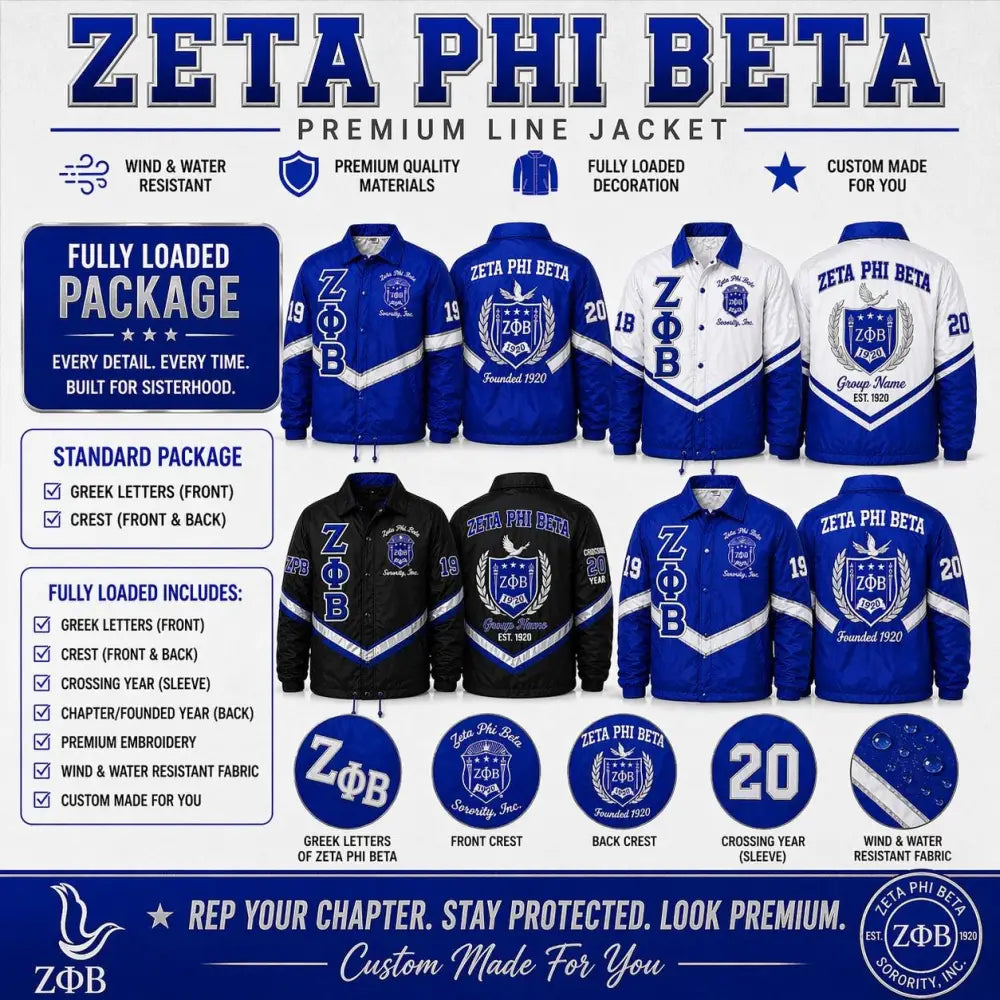 Custom Custom Premium Custom Made 2 Tone Zeta Phi Beta Crossing Line Jacket | Personalized Greek Line Jacket | ZPB Sorority Jacket | Custom Line Name Year | Custom D9 personalized Greek apparel design