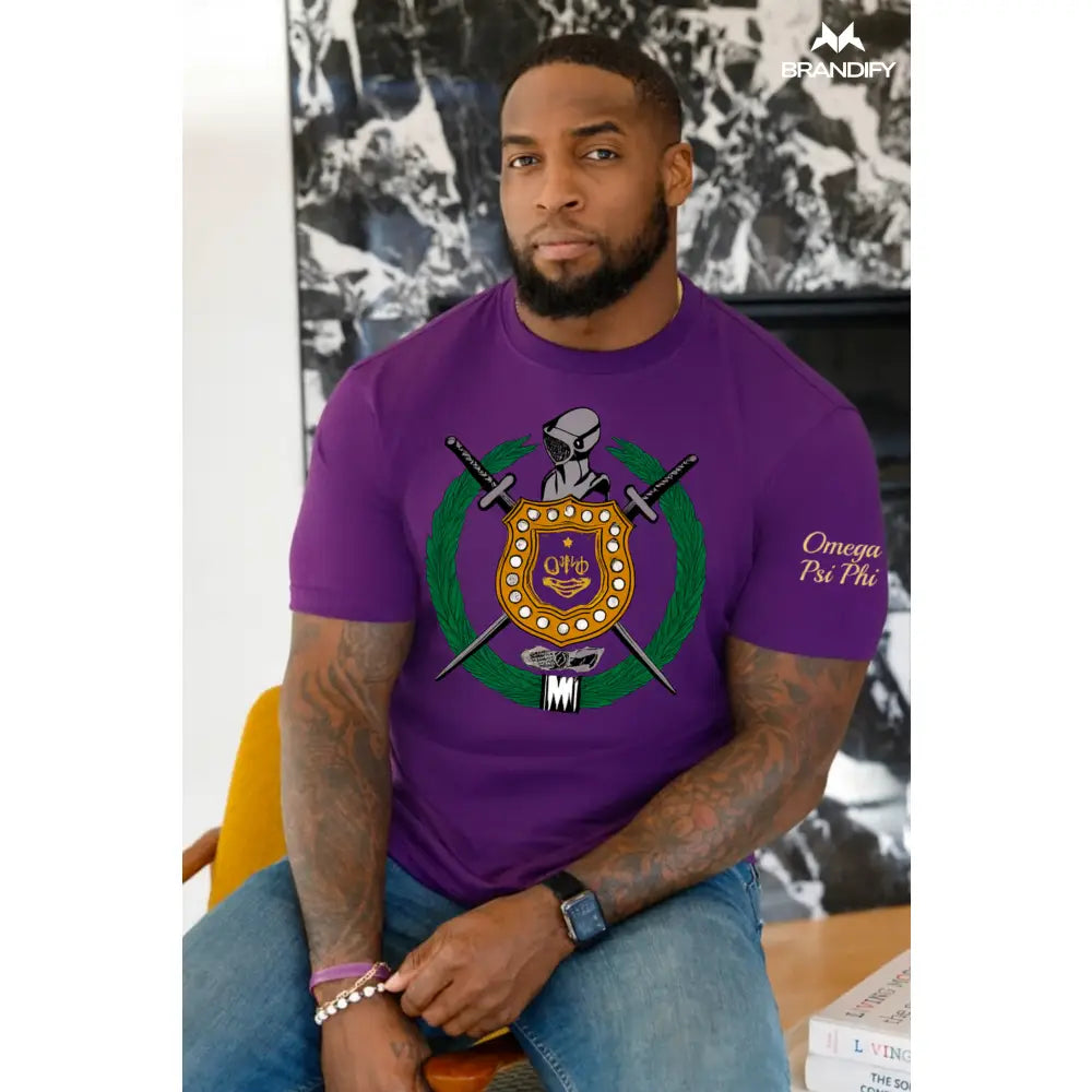 Omega Psi Phi purple shield chenille tee