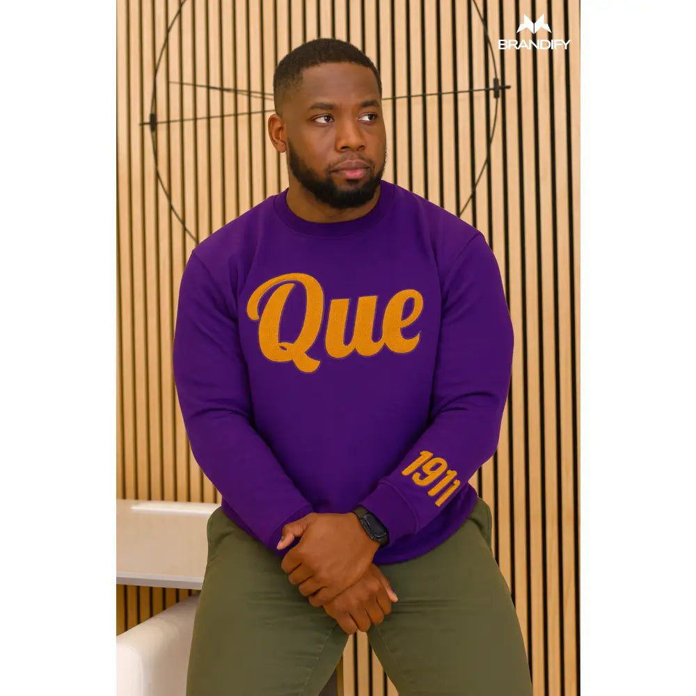 Omega Psi Phi sleeve design chenille sweatshirt