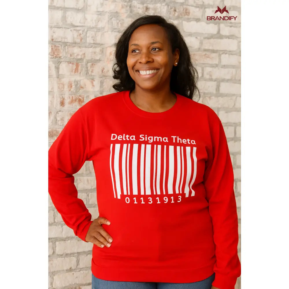 Custom Custom Red Delta Barcode Hoodie | Custom D9 personalized Greek apparel design