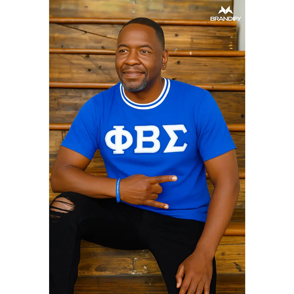 Custom Custom Royal/White ΦΒΣ Chenille Tee | Custom D9 personalized Greek apparel design