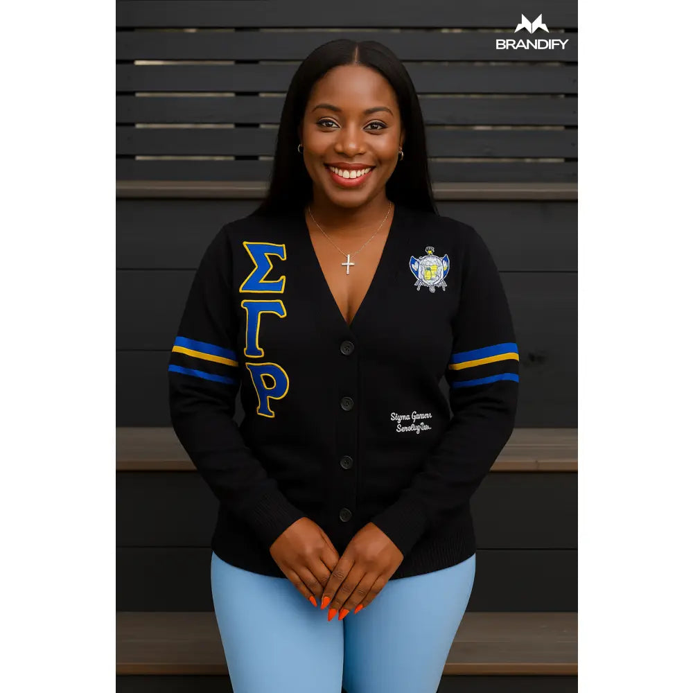 Custom Custom ΣΓΡ Chenille Cardigan | Custom D9 personalized Greek apparel design
