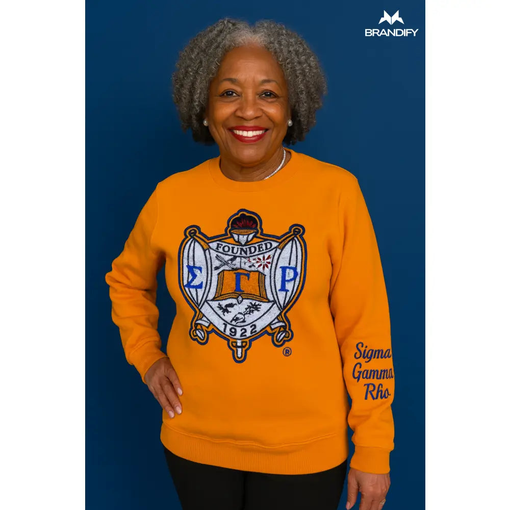 Custom Custom SGRho Shield Chenille Sweatshirt | Custom D9 personalized Greek apparel design