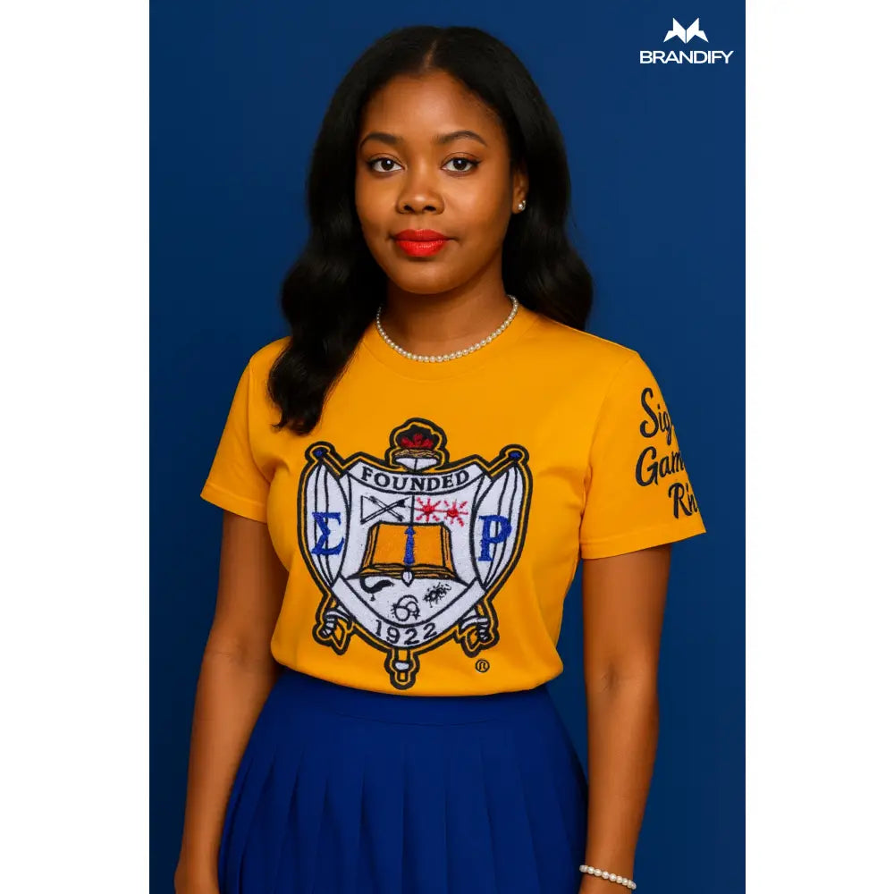 Custom Custom SGRho Shield Chenille Tee | Custom D9 personalized Greek apparel design