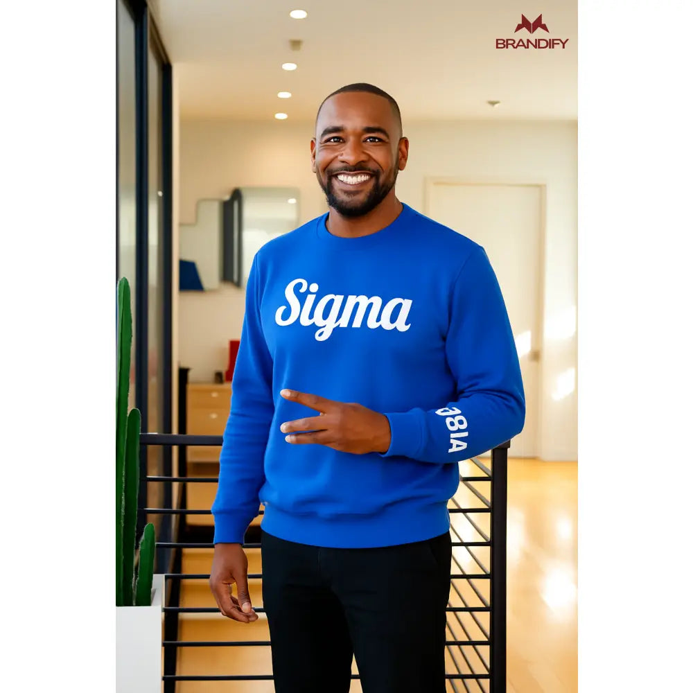 Custom Custom Sigma 1914 Sleeve Chenille Sweatshirt | Custom D9 personalized Greek apparel design