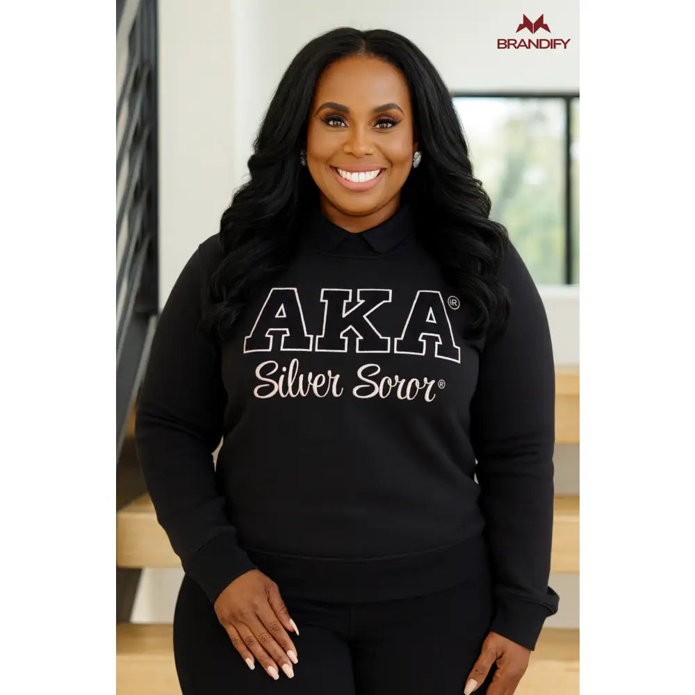 Custom Custom Silver Soror Chenille Sweatshirt | Custom D9 personalized Greek apparel design