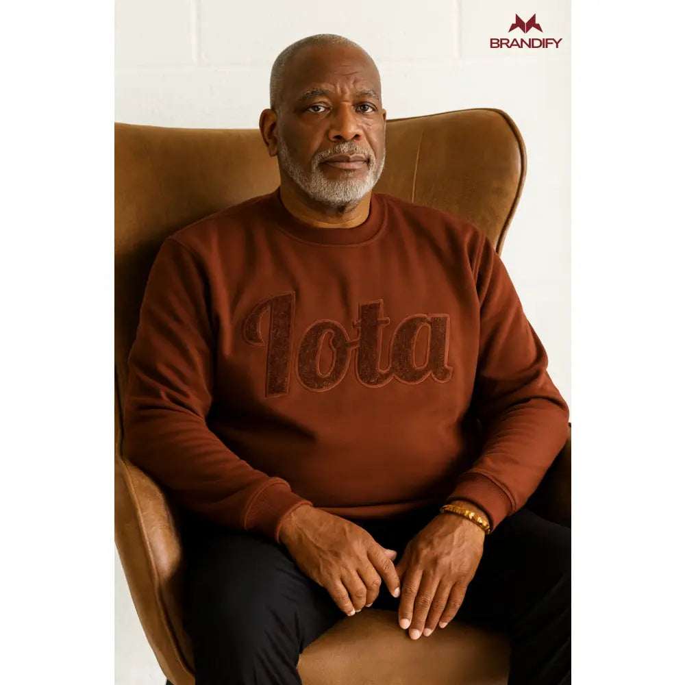 Custom Custom Solid Brown Iota Chenille Sweatshirt | Custom D9 personalized Greek apparel design