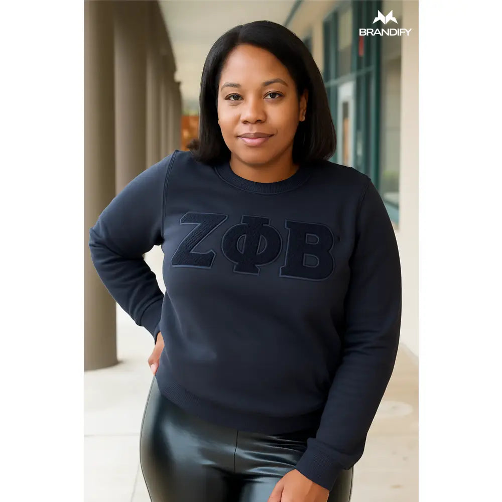 Custom Custom Solid Color ΖΦΒ Chenille Sweatshirt | Custom D9 personalized Greek apparel design