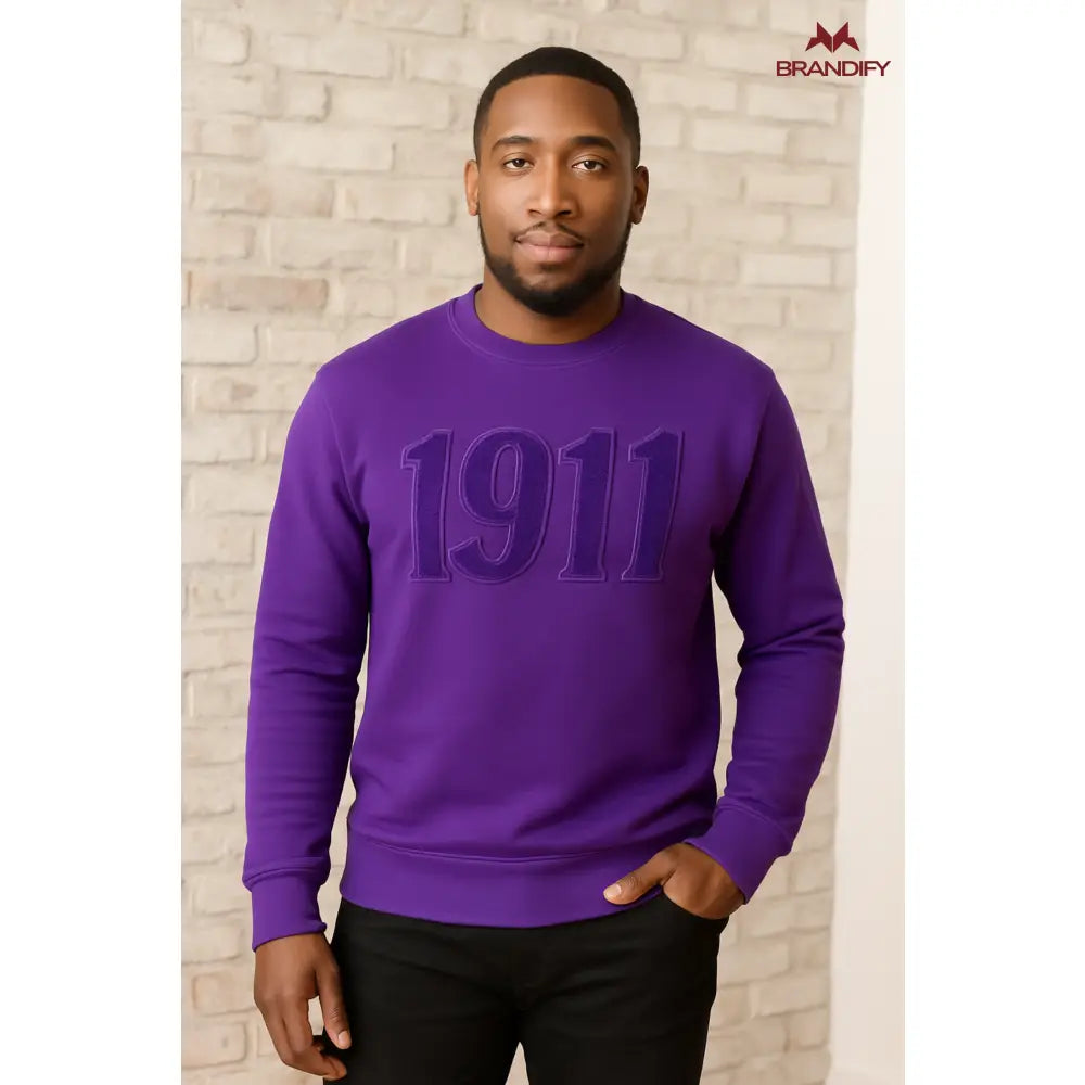 Custom Custom Solid Purple 1911 Chenille Sweatshirt | Custom D9 personalized Greek apparel design