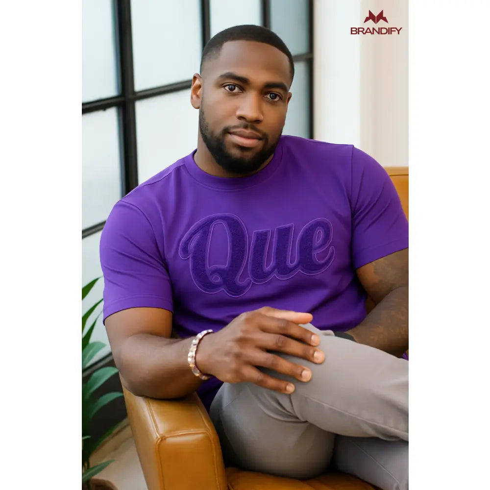 Custom Custom Solid Purple Que Chenille Tee | Custom D9 personalized Greek apparel design