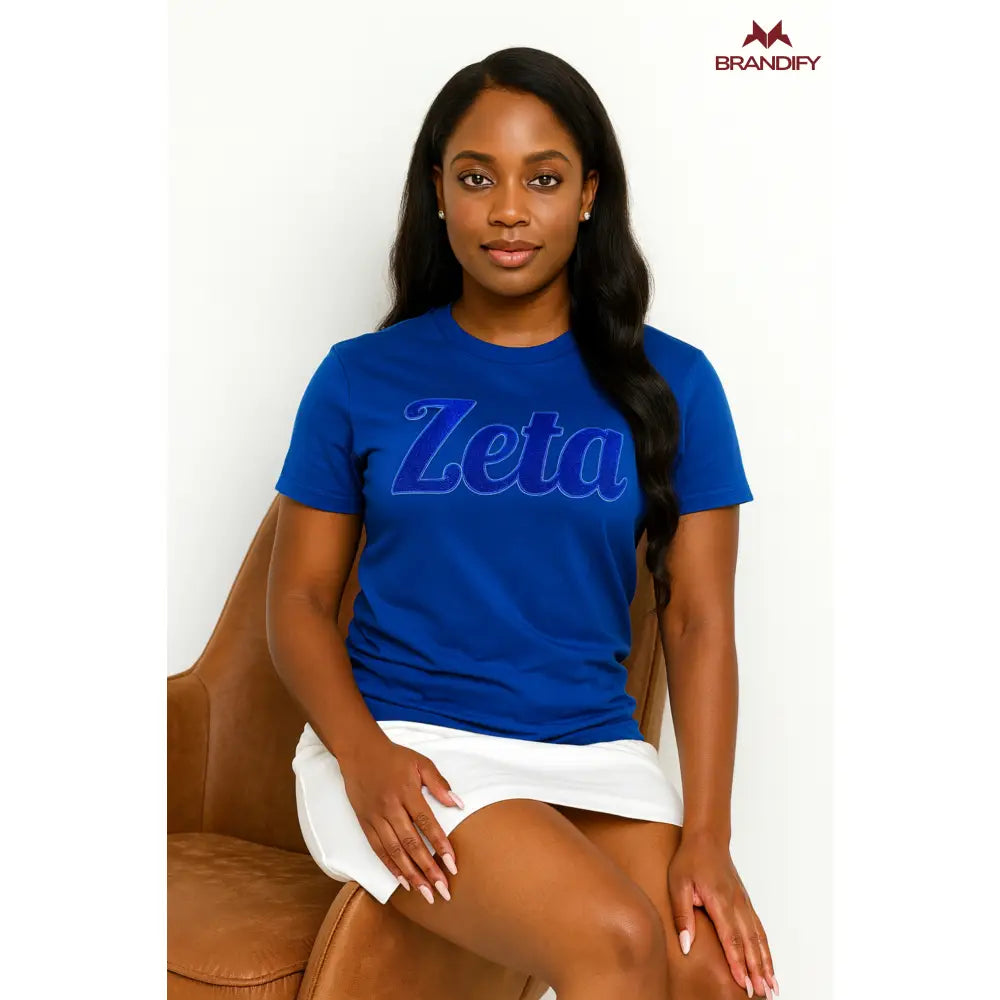 Custom Custom Solid Zeta Chenille Tee | Custom D9 personalized Greek apparel design
