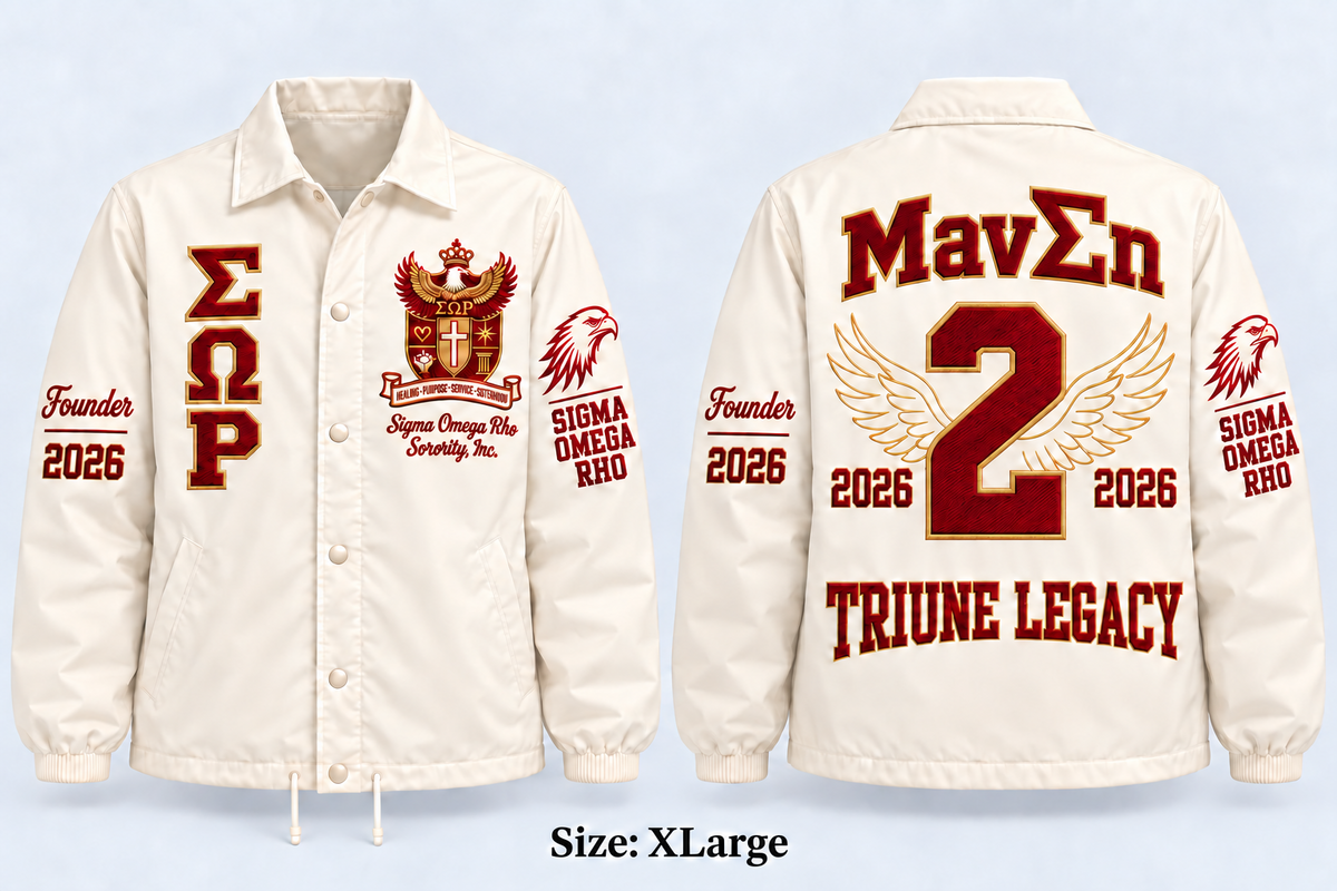Custom embroidered Sigma Omega Rho Triune Legacy line jacket 2