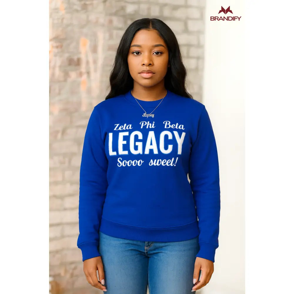 Custom Custom Zeta Legacy Chenille Sweatshirt | Custom D9 personalized Greek apparel design