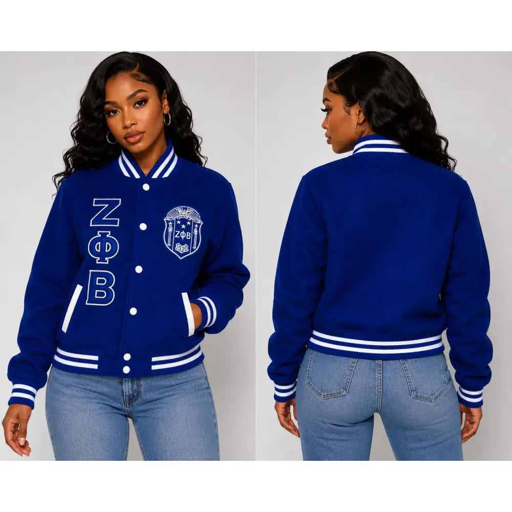 Zeta Phi Beta Varsity Wool Jacket Sorority Jacket Embroidered ZPB Jacket Ready To Ship Custom Orders & Personalization Options Available