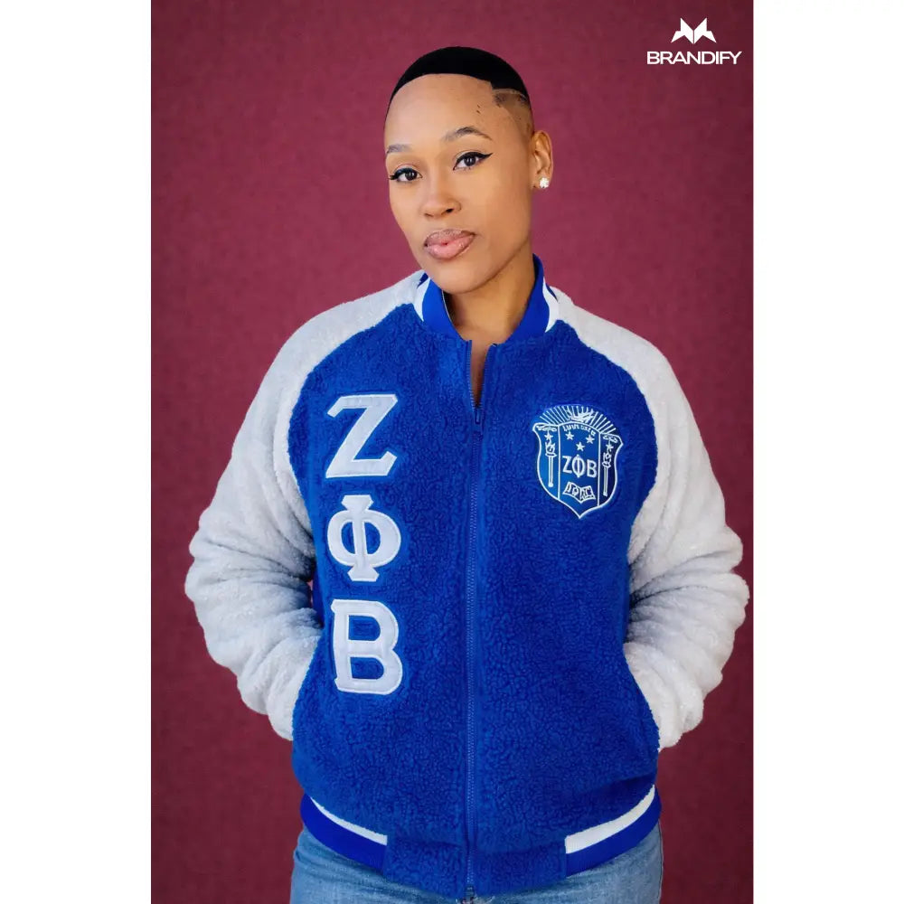 Custom Custom Zeta Reversible Sherpa Bomber Jacket | Custom D9 personalized Greek apparel design