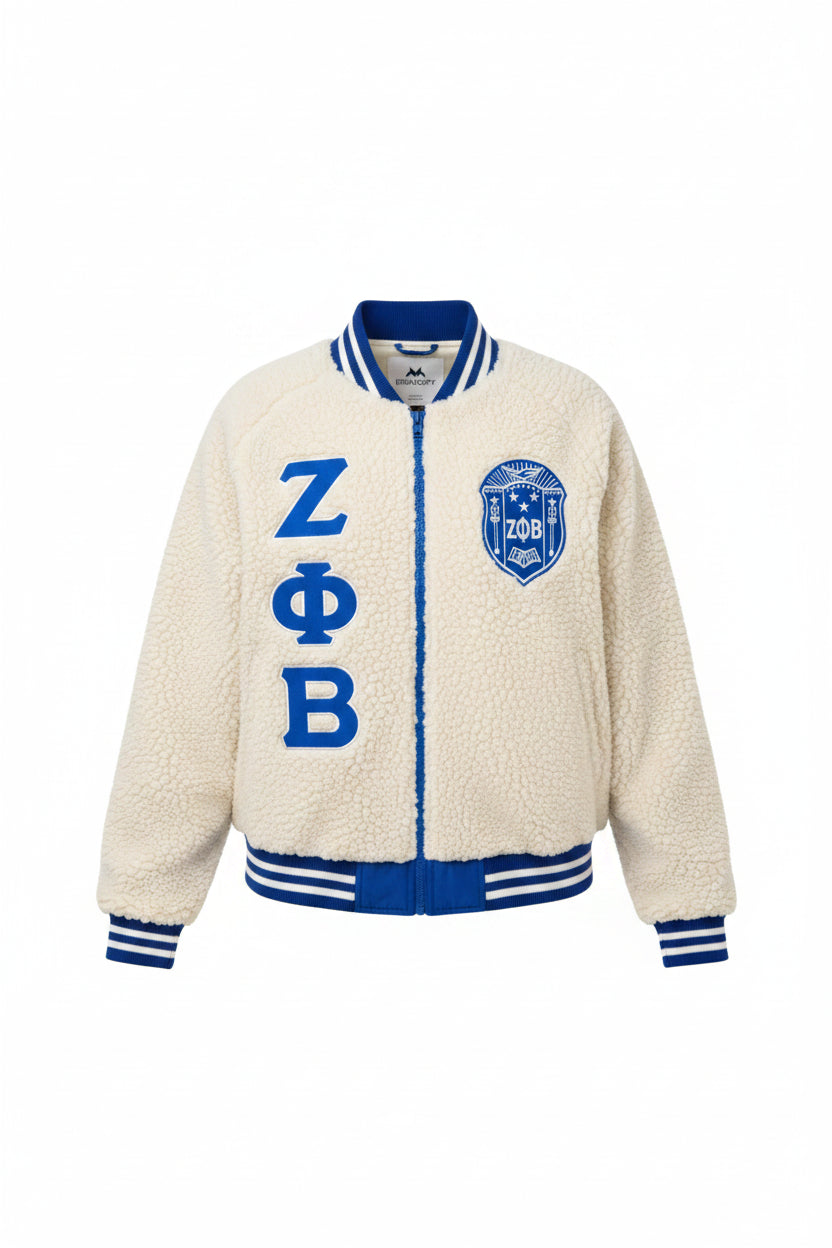 Custom Custom Zeta Sherpa Bomber Jacket | Custom D9 personalized Greek apparel design